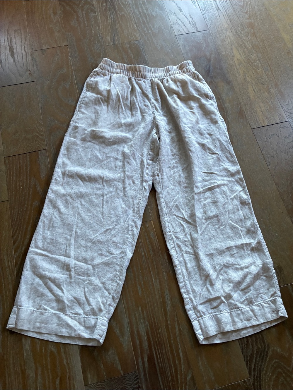 Old Navy Beige Wide-Leg Linen Blend Pants
